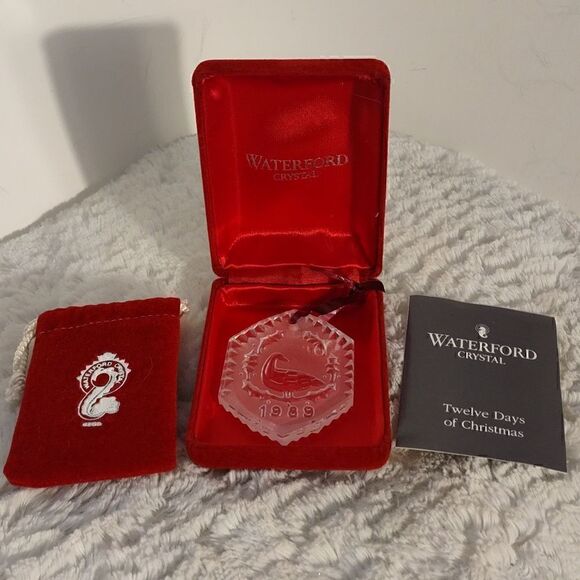 Vtg Waterford Crystal 12 Days of Christmas "6 Geese Alaying" Crystal Ornament